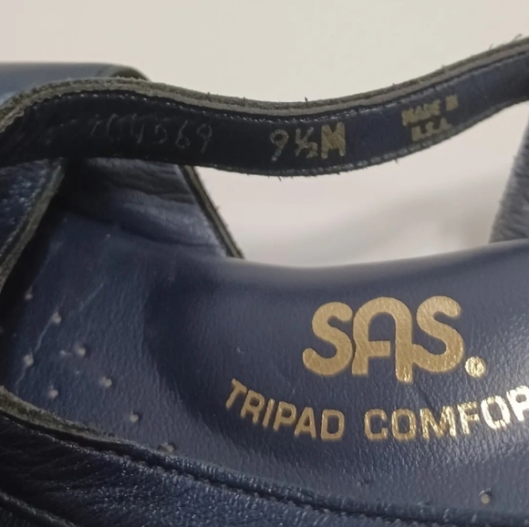 SAS Tripad Comfort Sandals Women’s Size 9.5M Navy Blue Leather Wedge MADE IN USA - Picture 4 of 5